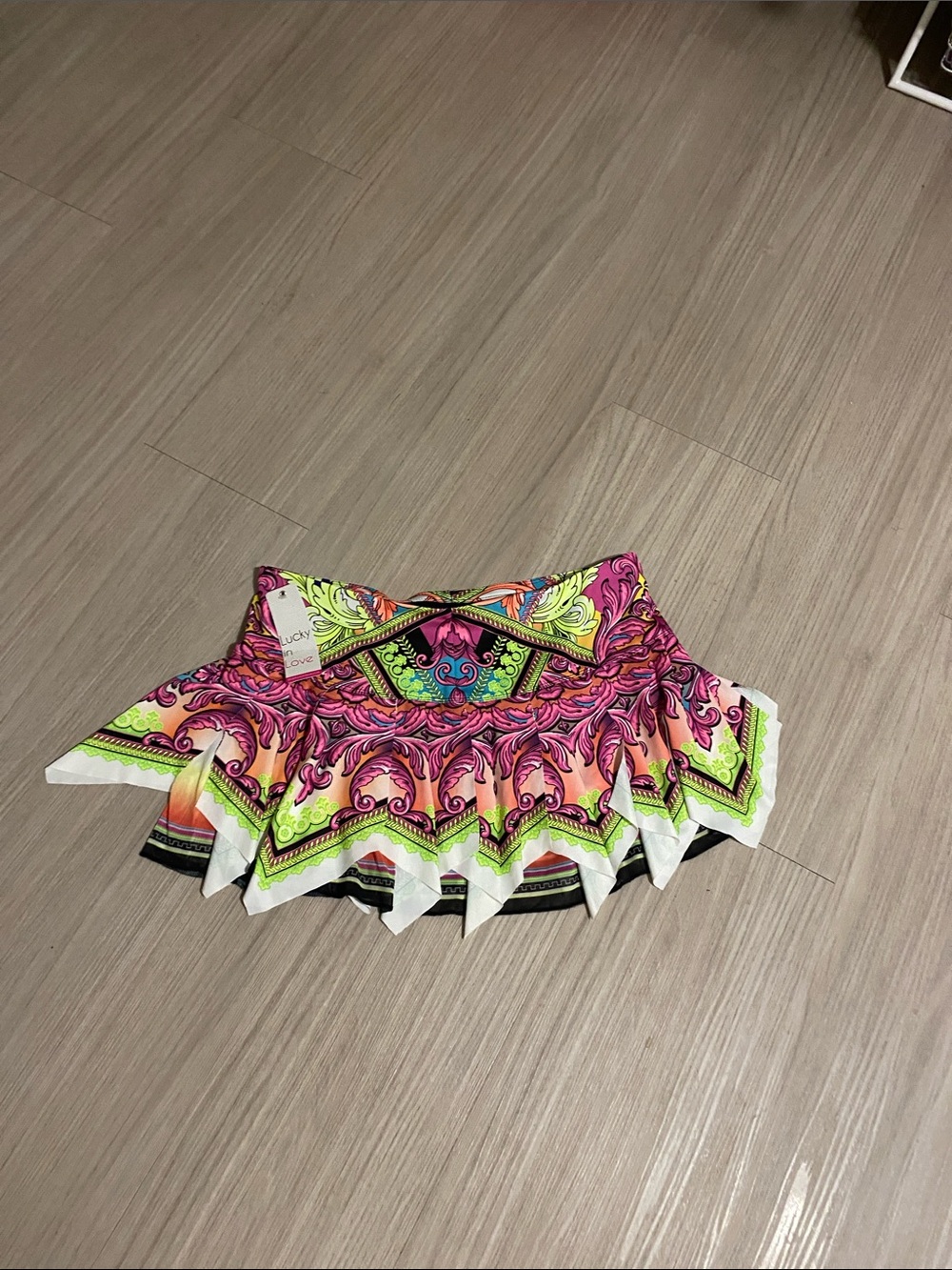 NWT Lucky in Love Neon Pink & Lime Green Tennis Skirt